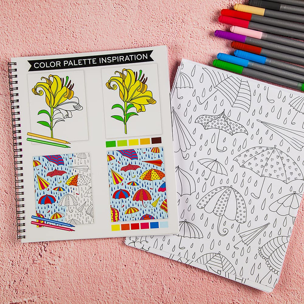 Large Print Easy Color & Frame - Stress Free: Adult Coloring Book with 31 Designs | Flowers, Mandalas & Nature | Perforated Pages, Spiral Bound | Gift for All Ages, Seniors & Beginners