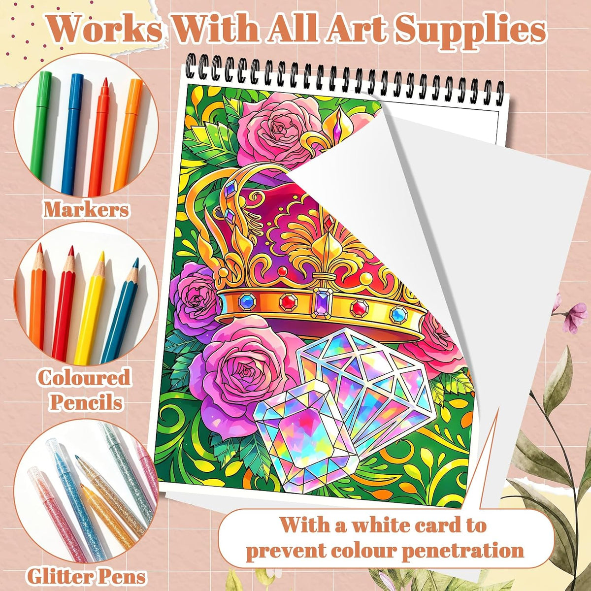 3 Pack Adult Coloring Books for Women, Spiral Bound