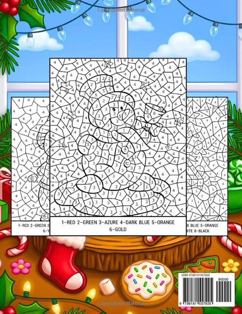 Christmas 100 Page Color by Number Coloring Book: Large Print Christmas Color by Number Adult Coloring Book Filled with Santa, Snowmen, Reindeer, ... Gingerbread Men, Mandalas, and More.