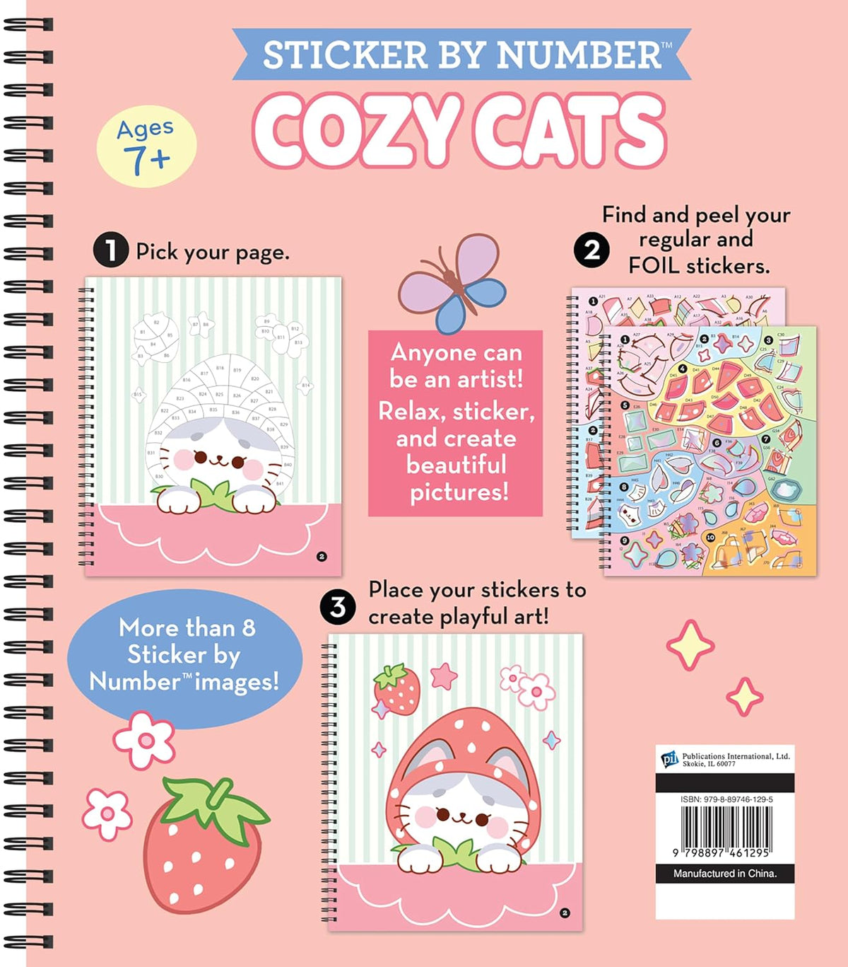 Brain Games - Sticker by Number: Cozy Cats: Includes a Foil Sticker Sheet to Complete Each Image!