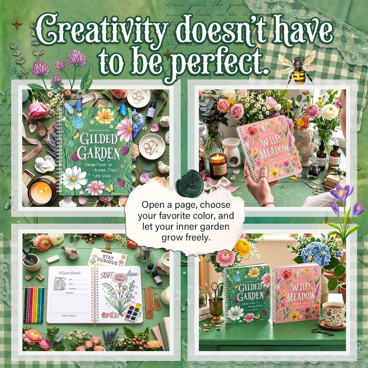 Floral Adult Coloring Books Set of 2, Relaxing Gift for Women