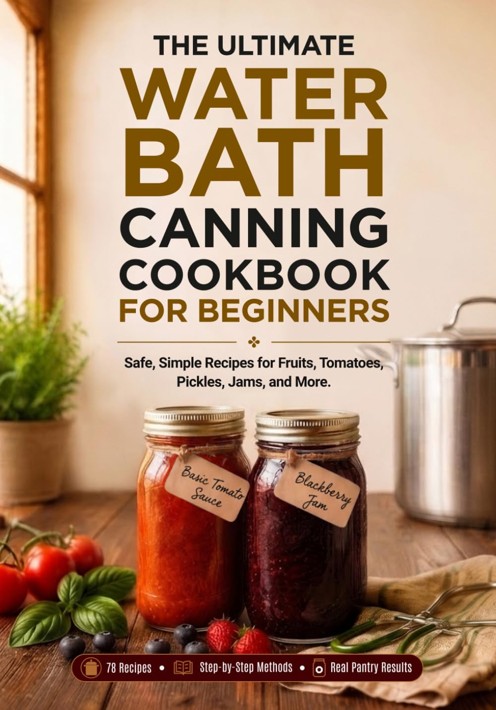 The Ultimate Water Bath Canning Cookbook for Beginners: Safe, Simple Recipes for Fruits, Tomatoes, Pickles, Jams, and More. Stock Your Pantry, save ... Round. (The Ultimate Home Canning Collection)