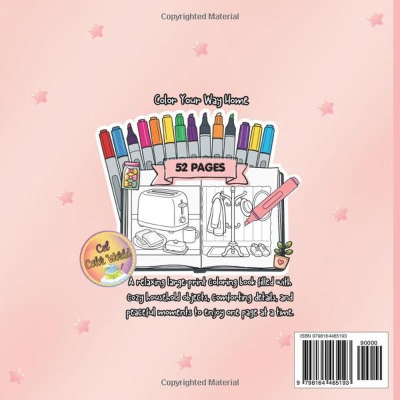Cozy Homes Household Objects Large-Print Coloring Book: Cozy Home Scenes, Everyday Household Items, Simple Designs, and Relaxing Large Print Coloring Pages for Teens and Adult. 52 Pages