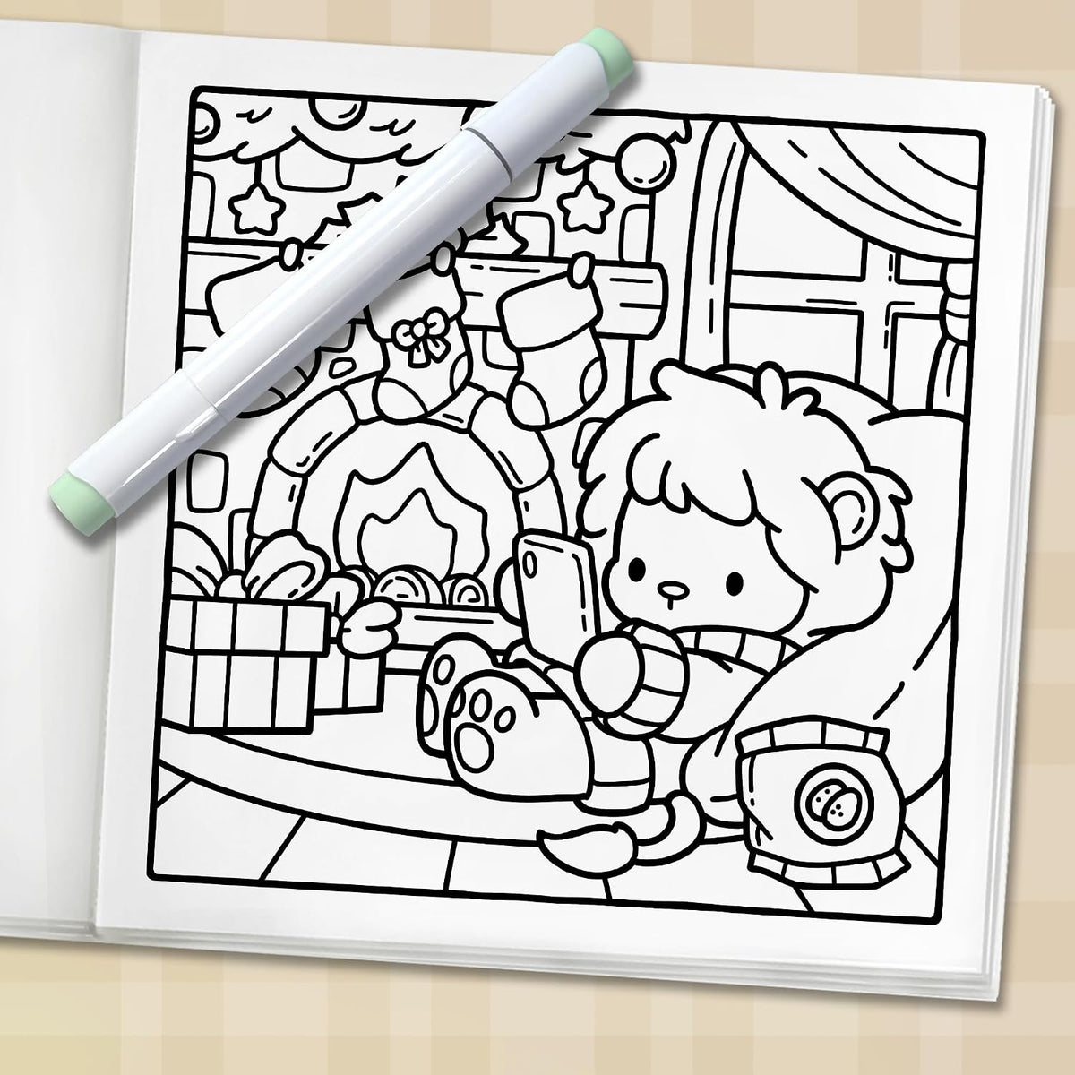 Merry Christmas: Cozy Coloring Book for Adults and Teens with Adorable Characters and Cute Holiday Scenes for Relaxation