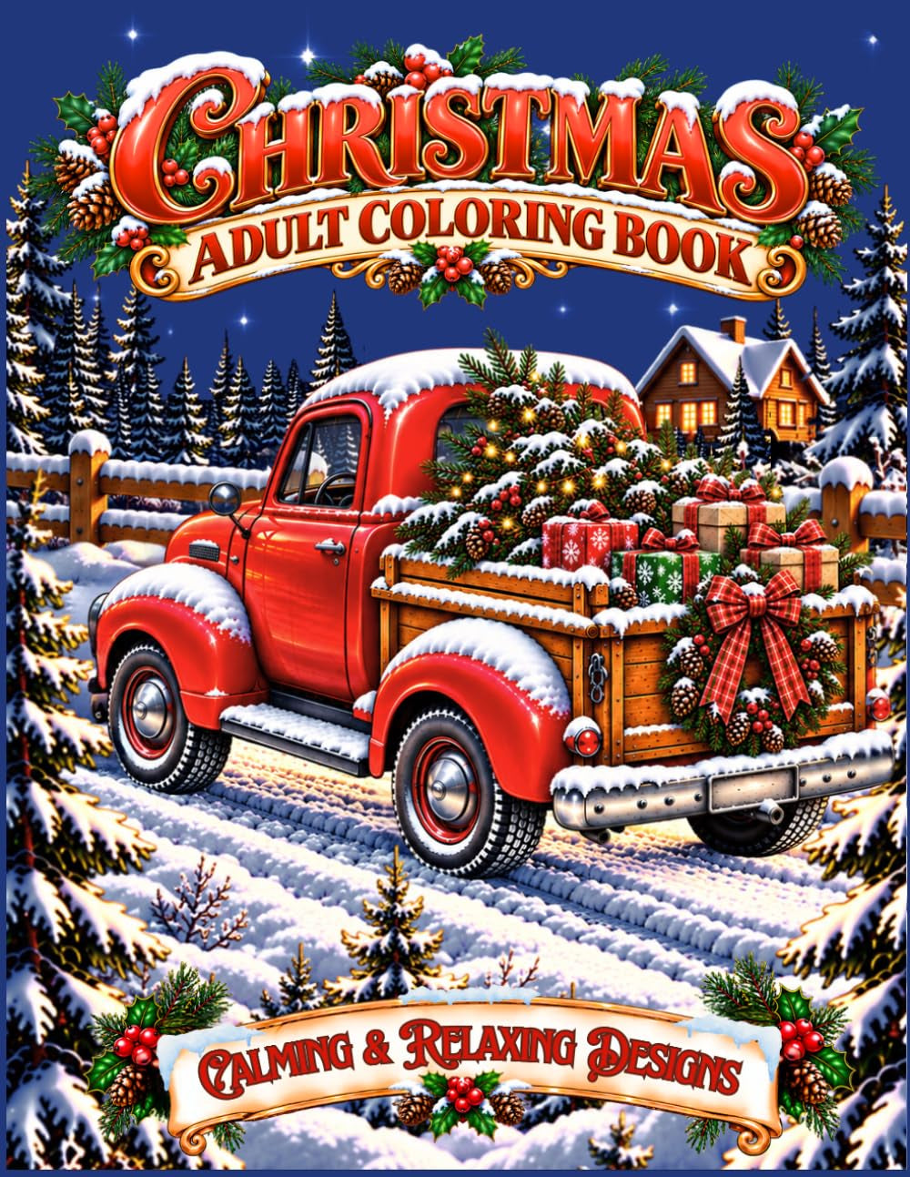 Christmas Adult Coloring Book Calming & Relaxing: 50+ Stunning Pages to Color for Adults, Teens & Seniors. a Perfect Holiday Gift or Stocking Stuffer!