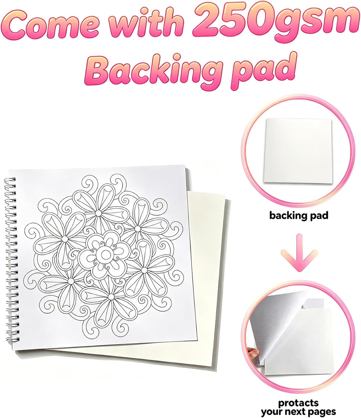 Mandala Coloring Book for Adults Spiral Bound 120GSM Thick Paper