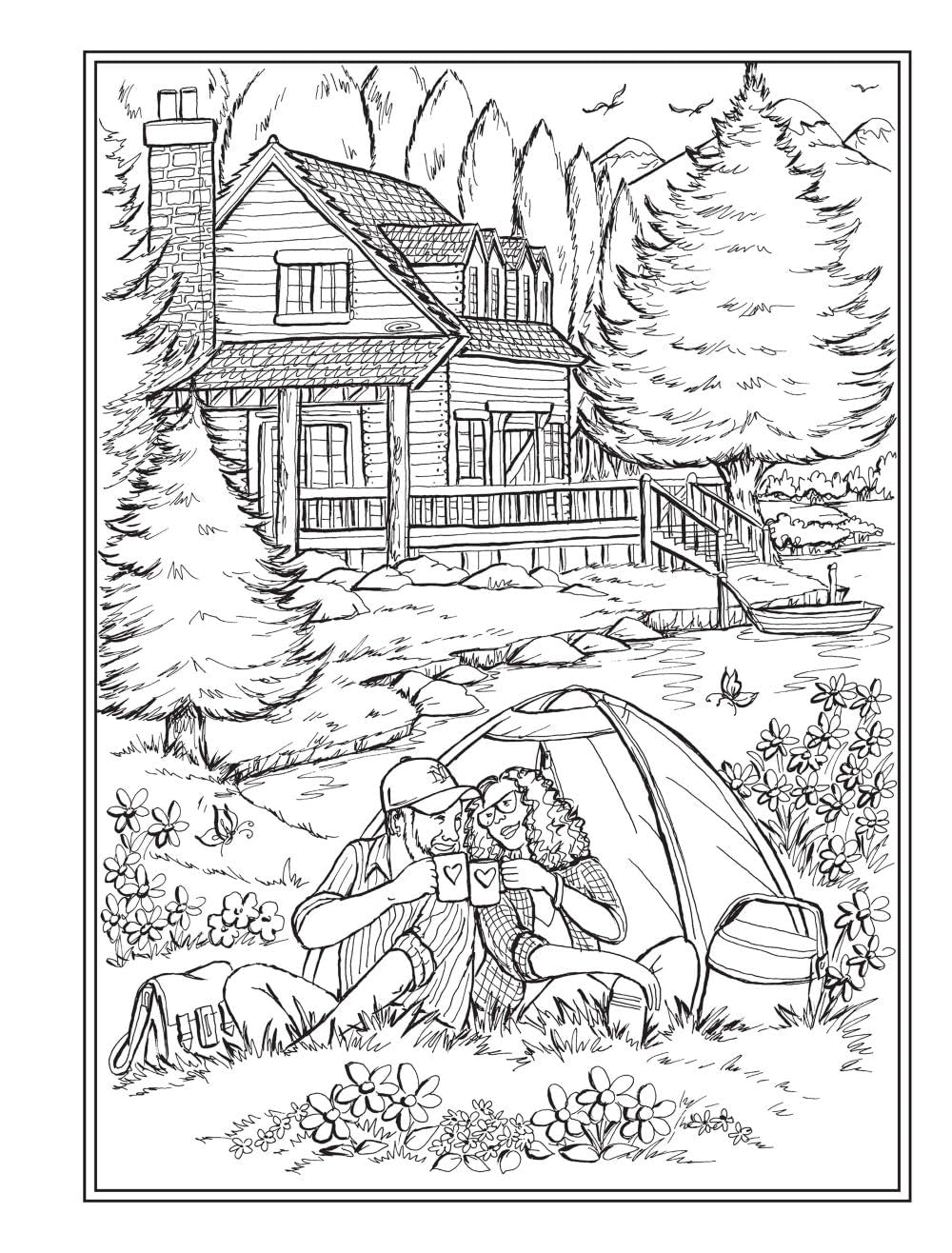 Creative Haven Romantic Country Scenes Coloring Book: Lovely Picnic Spots, Lakeside Canoes, Scenic Gardens, and Cozy Couples for Relaxation and Stress Relief (Adult Coloring Books: in the Country)